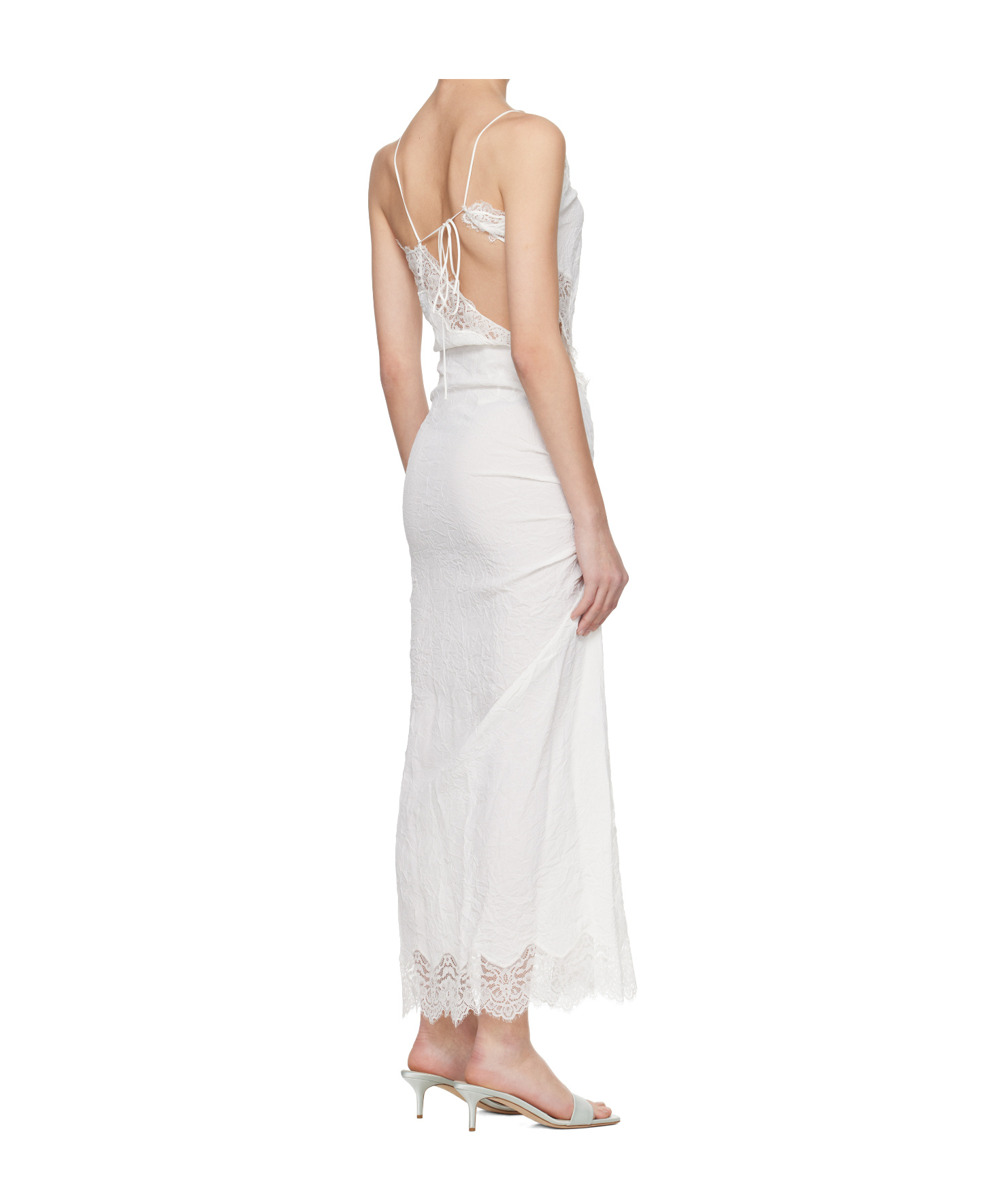 Christopher Esber White Crimped Lace Cami Midi Dress In White