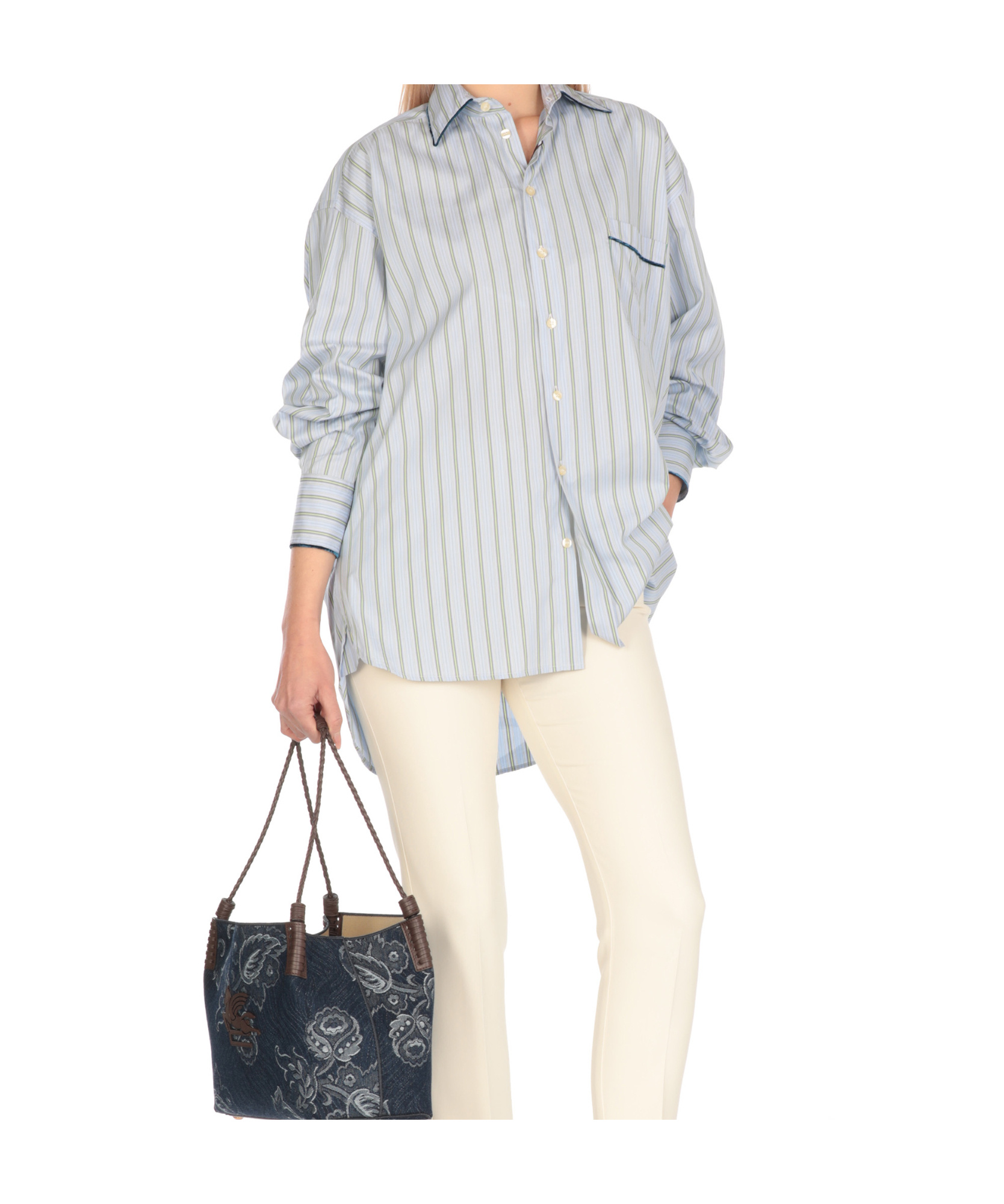 Shop Etro Striped Shirt In White