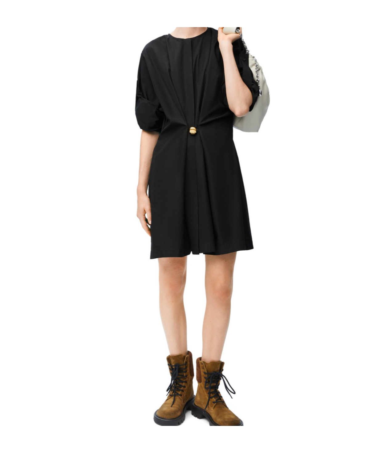 Loewe Women Back Crepe Pebble Dress In Black