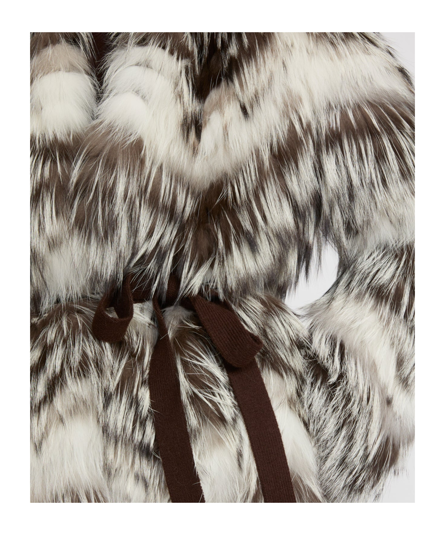 Yves Salomon Belted Coat In Merino Knit And Fox Fur In Multi
