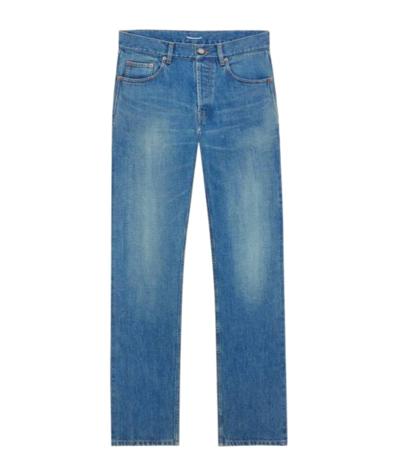 Saint Laurent Mick Long Jeans In Norwegian Blue Denim In Blue