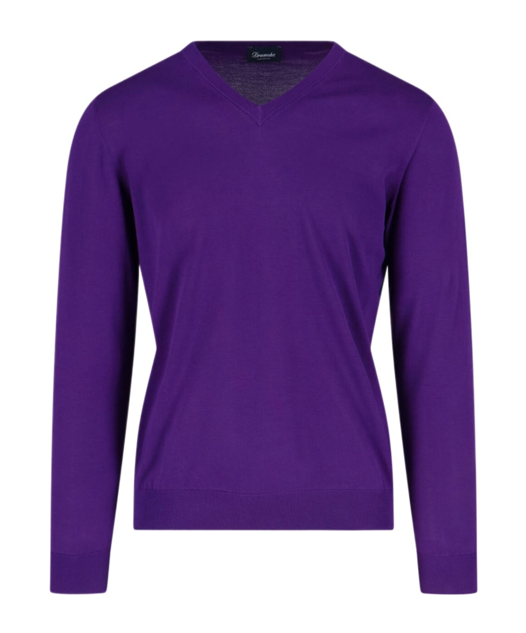 Drumohr Ribbed V-neck Sweater With Long Sleeves In Purple