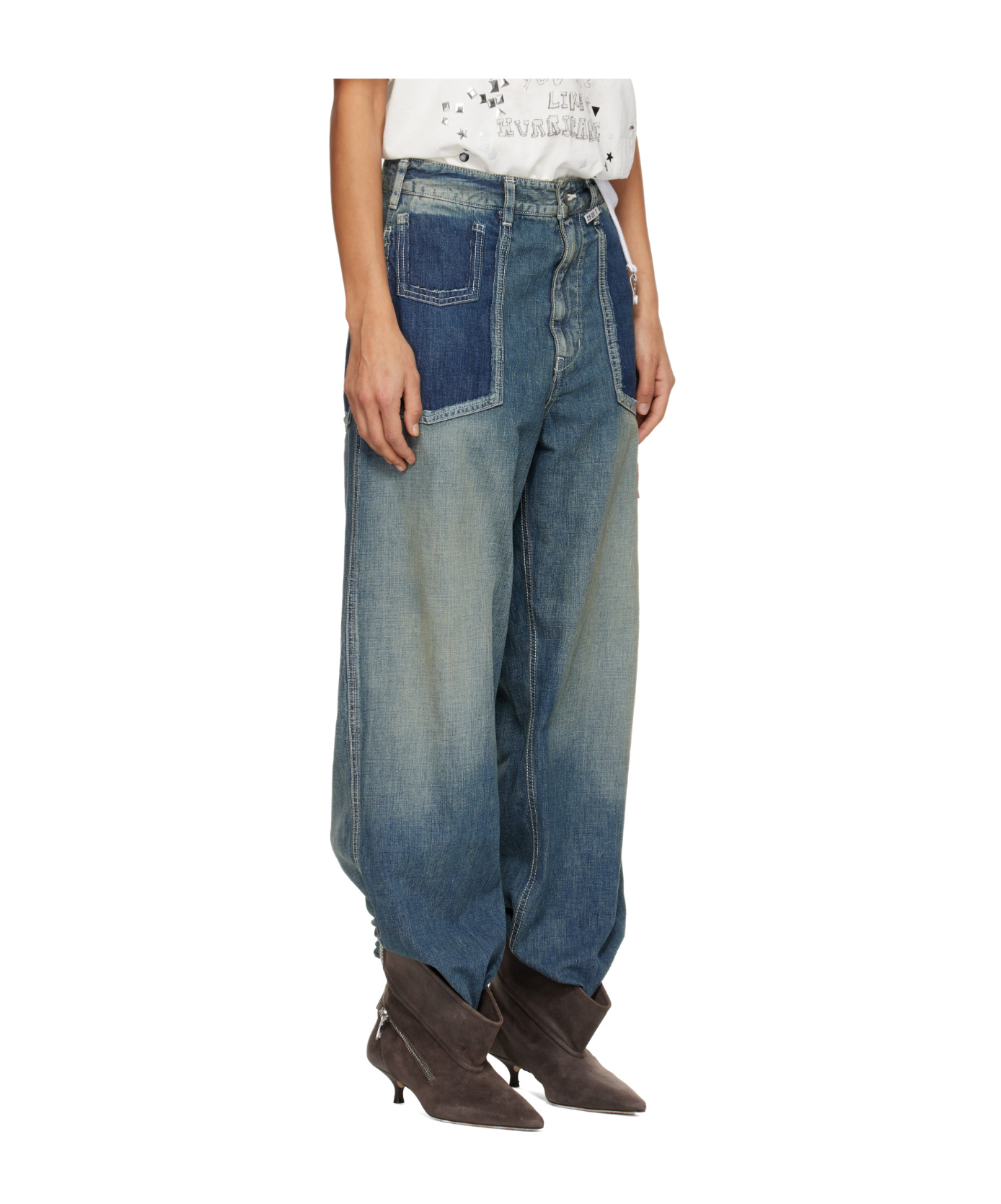 Miharayasuhiro Cut-out Pocket Jeans In Blue