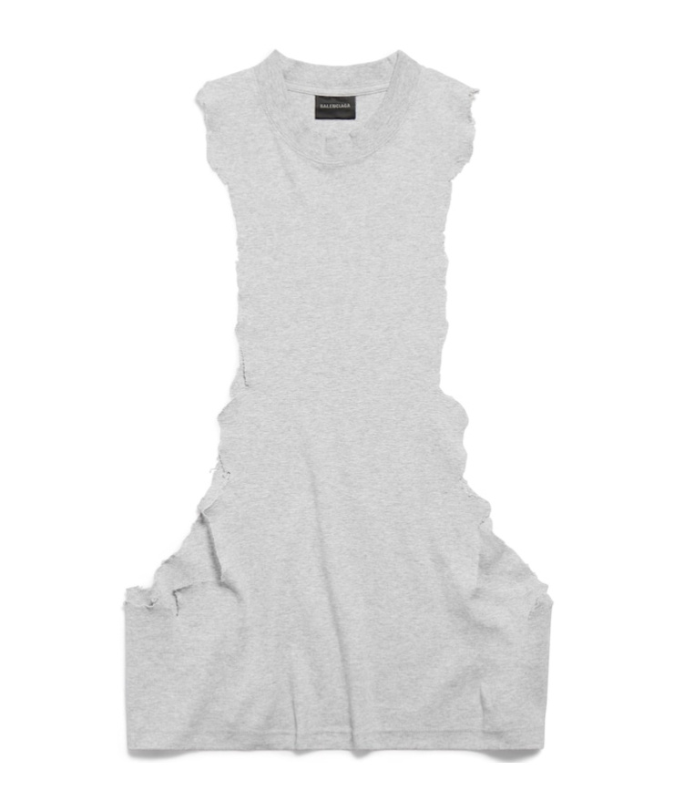 Balenciaga Men's Ripped Tank Top In Light Heather Grey In Gray