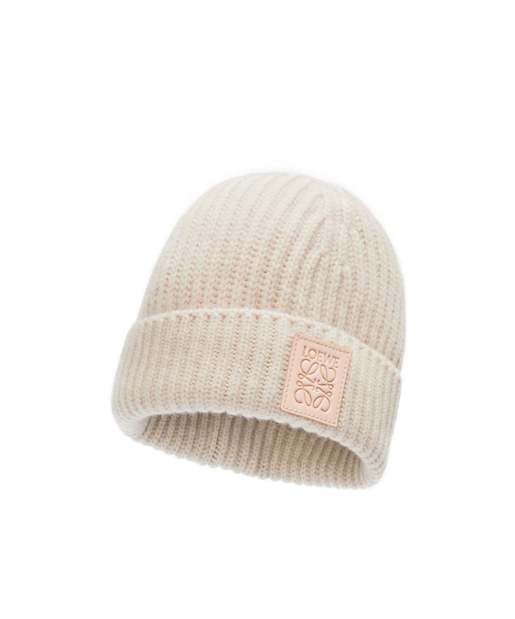 Loewe Logo Knitted Hat In Nude