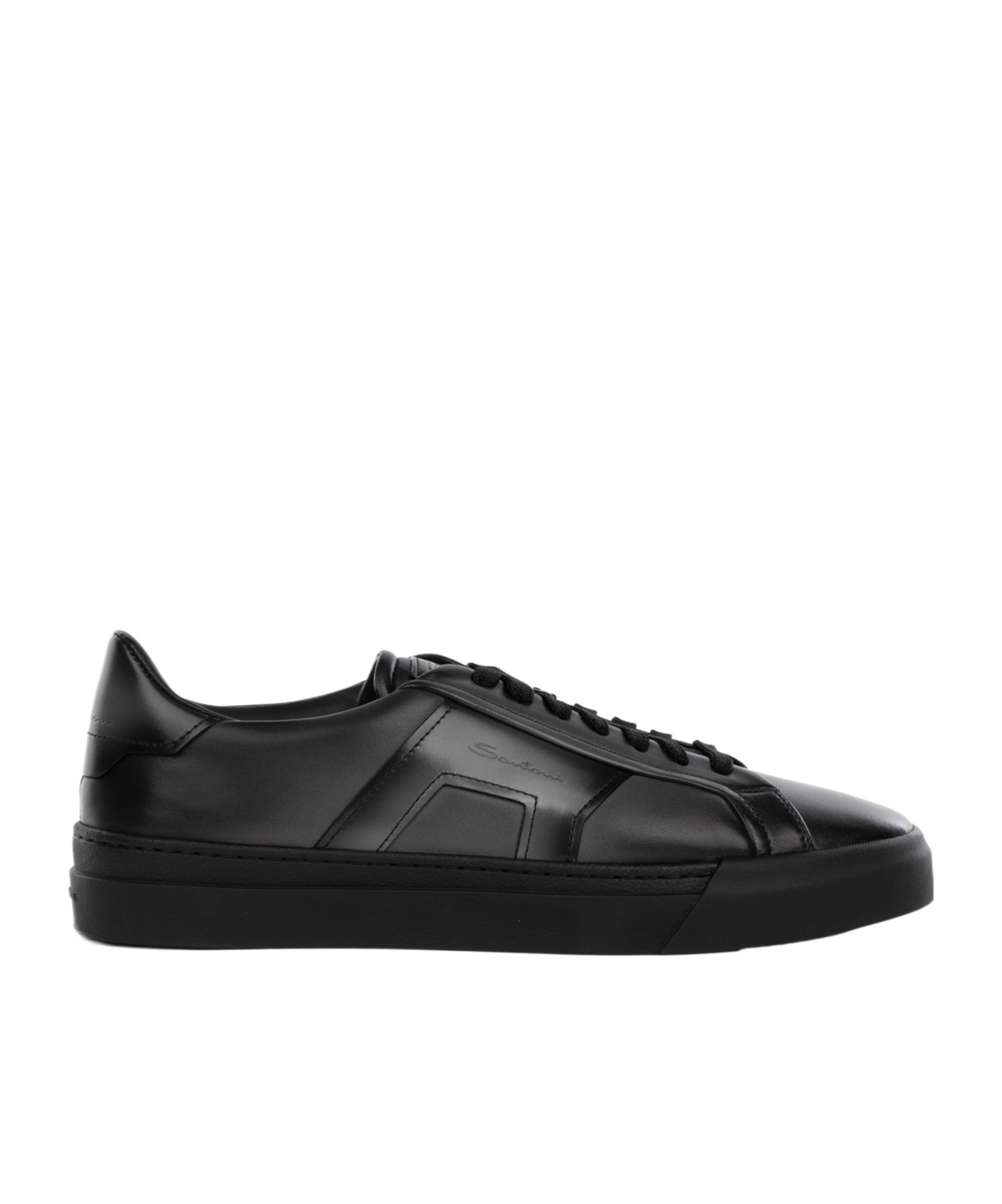 Santoni Mens Gloria Dbs Leather Low-top Trainers Blac In Black