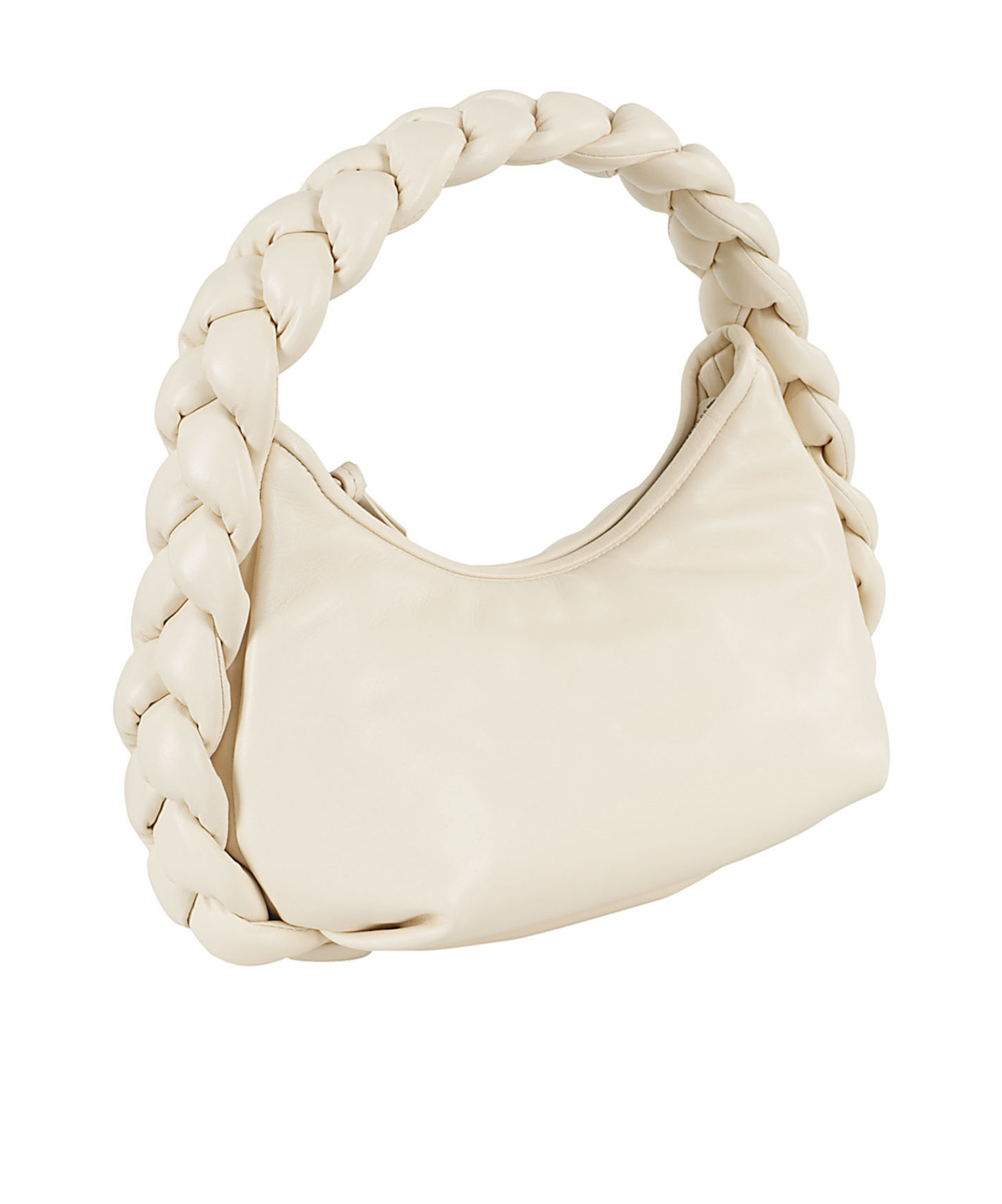 Hereu Espiga Braided Large Leather Shoulder Bag In White