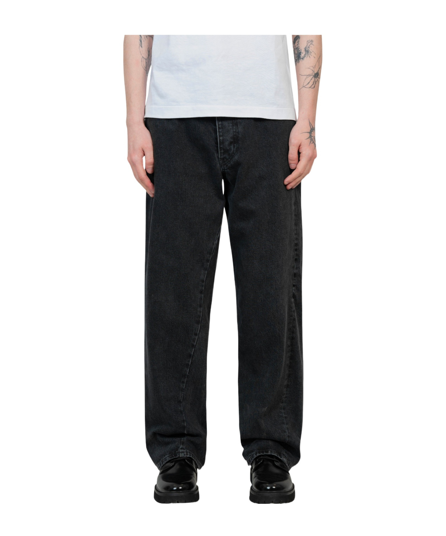 Sunflower Belt Loop Denim Trousers In Black