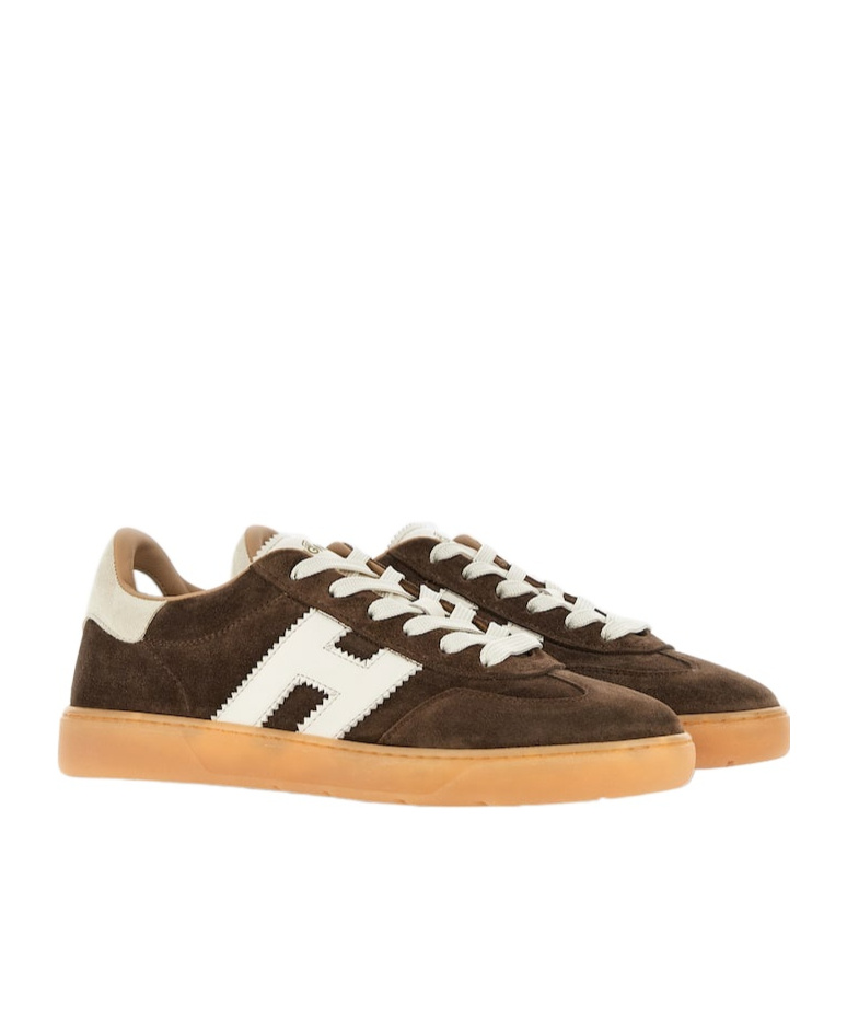 Hogan Stylish Sneakers With Contrast Panel And Suede Finish In Brown