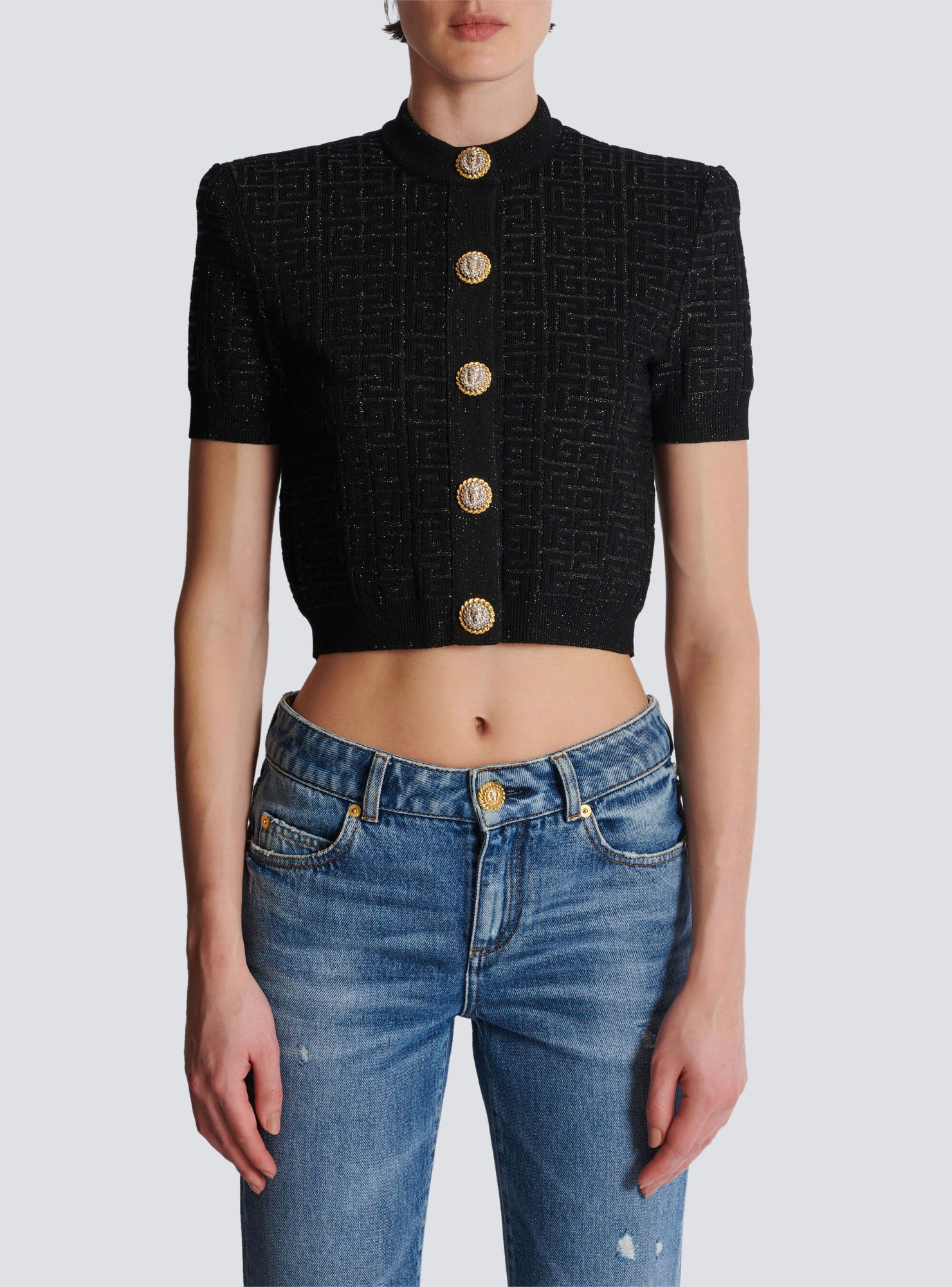 Balmain Pb Labyrinth Knit Cardigan In Black