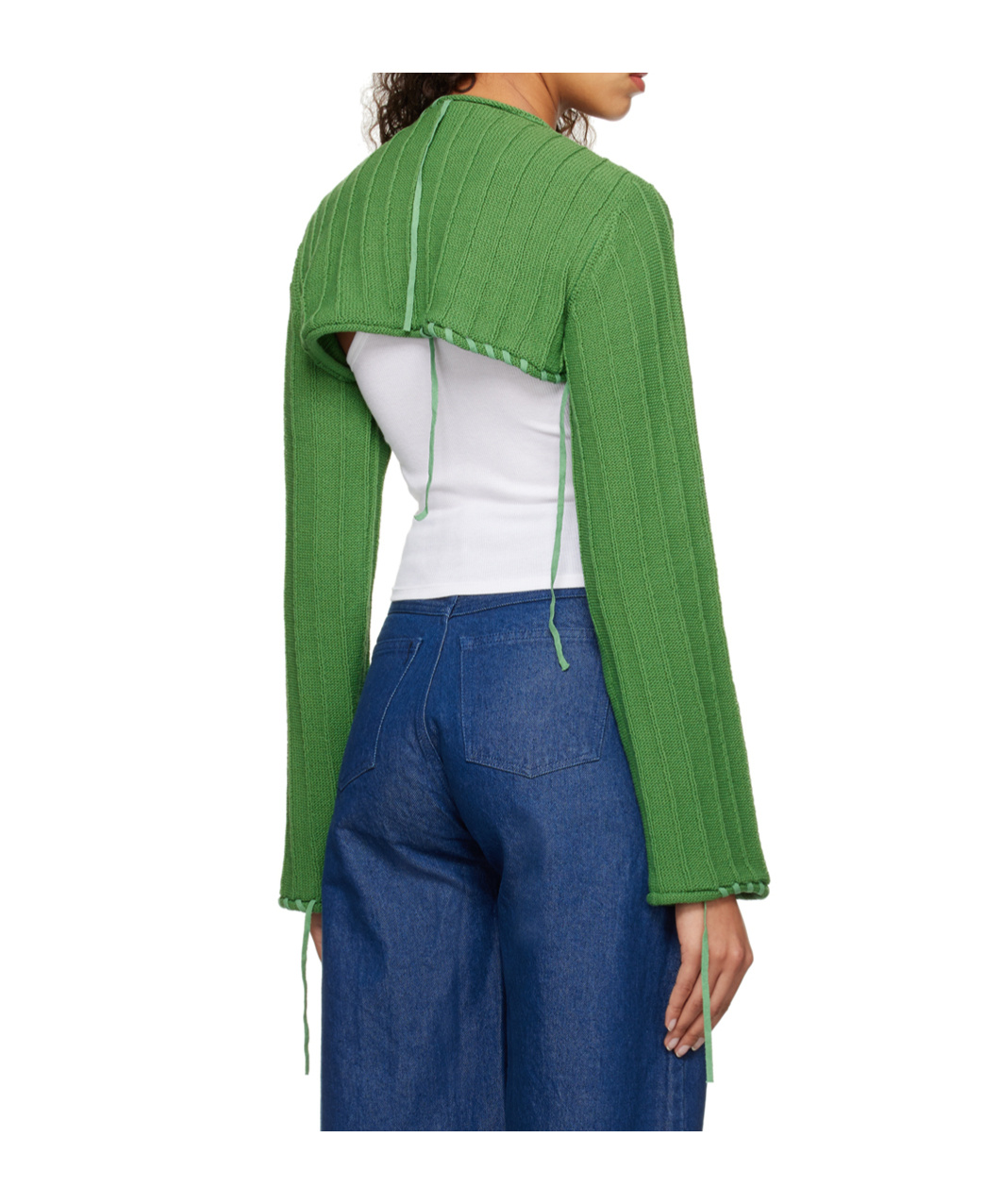 Open Yy Drawstring Cardigan In Green