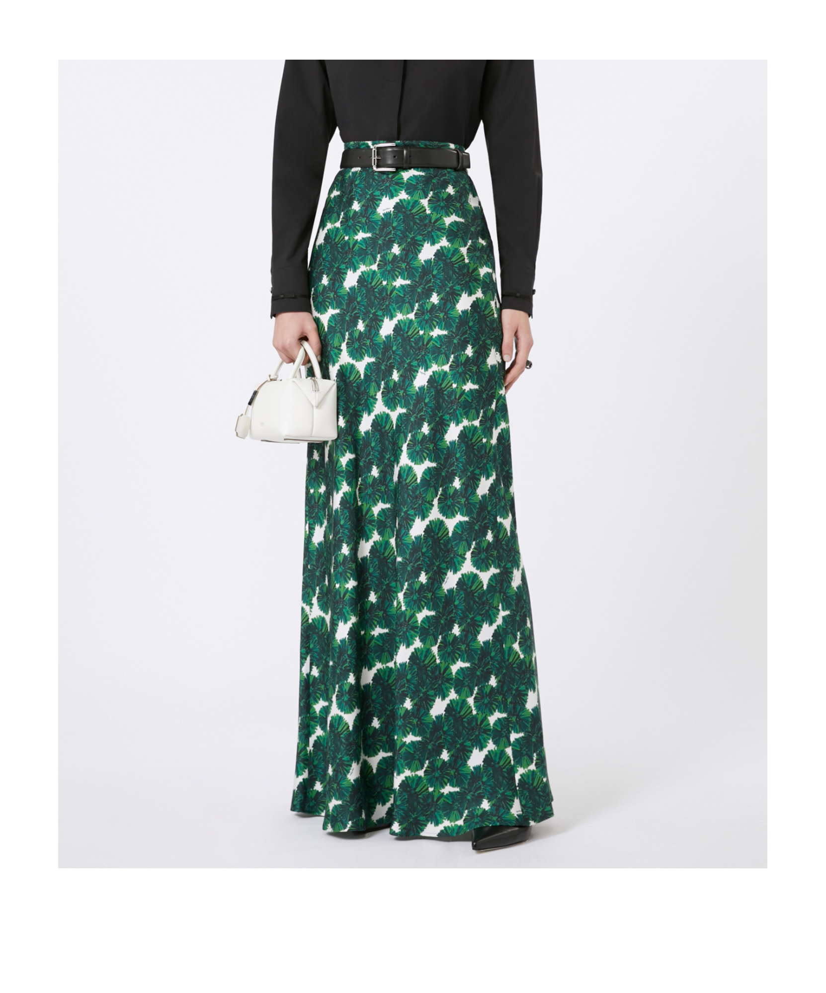 Shop Max Mara Long Printed Silk Skirt