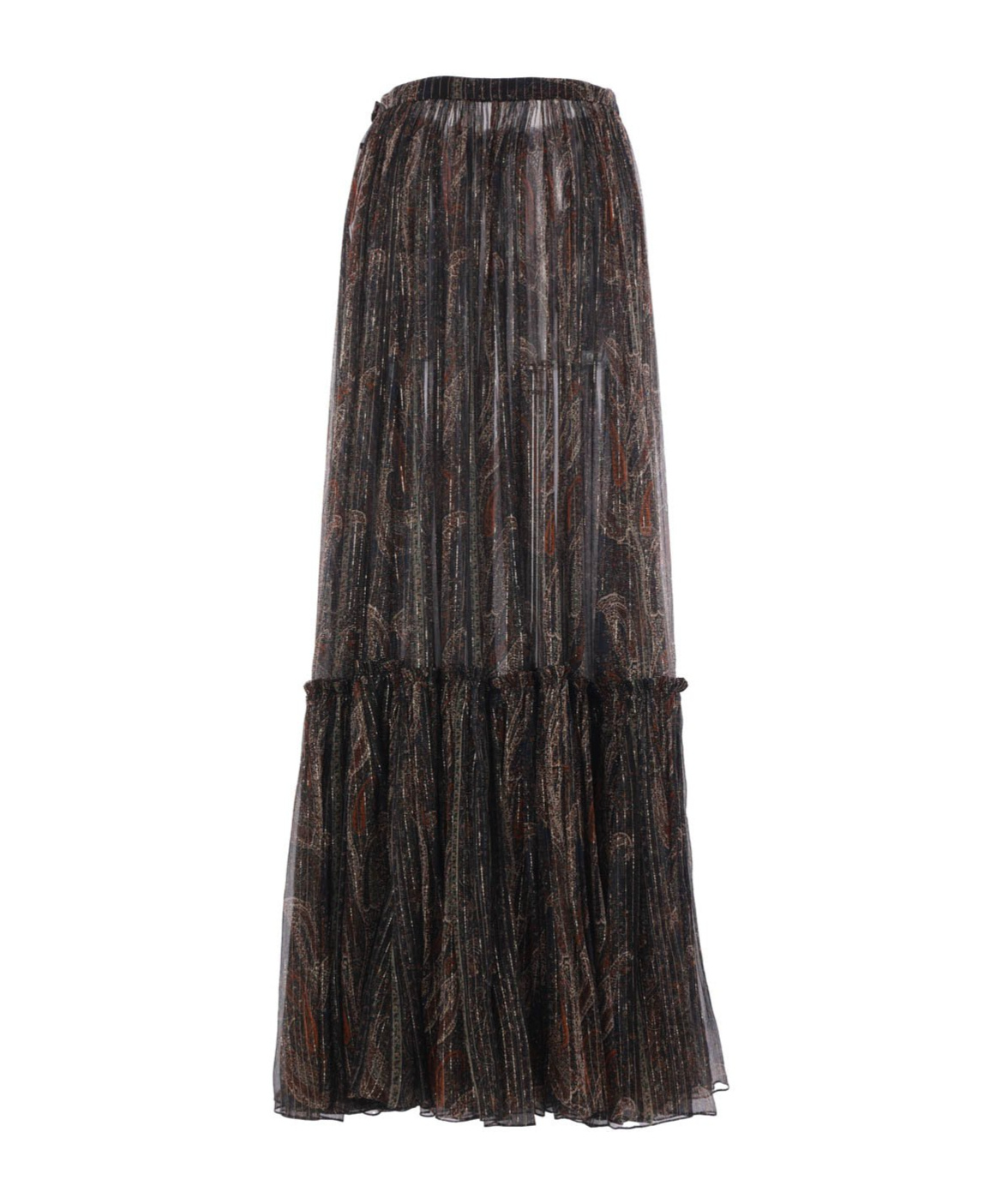 Saint Laurent Paisley Sheer Ruffled Maxi Skirt