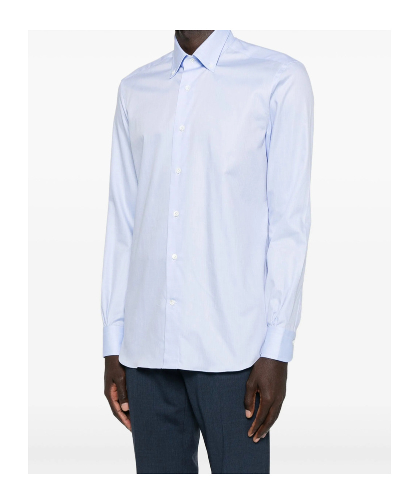 Mazzarelli Button-down Long-sleeved Shirt In Blue