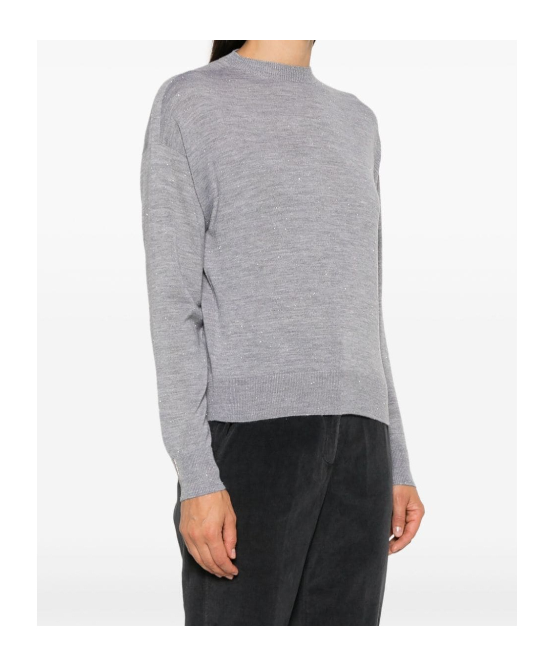Shop Peserico Long-sleeved Sweater In Gray