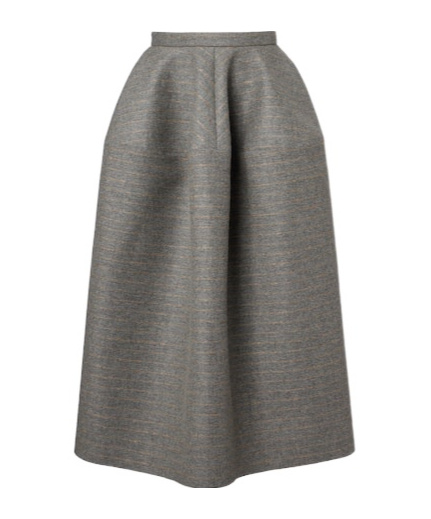 Erdem Striped Wool And Mohair Flannel Midi Skirt In Gray