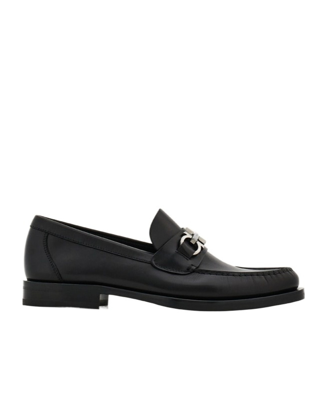 Ferragamo Moccasin With Gancini Decoration In Black