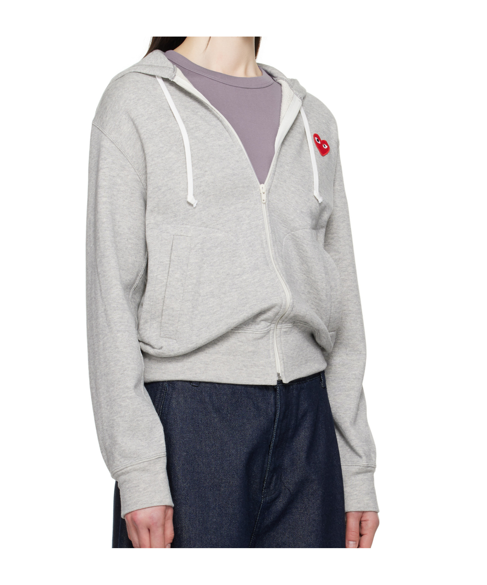 Shop Comme Des Garçons Play Small Heart Hoodie In Grey