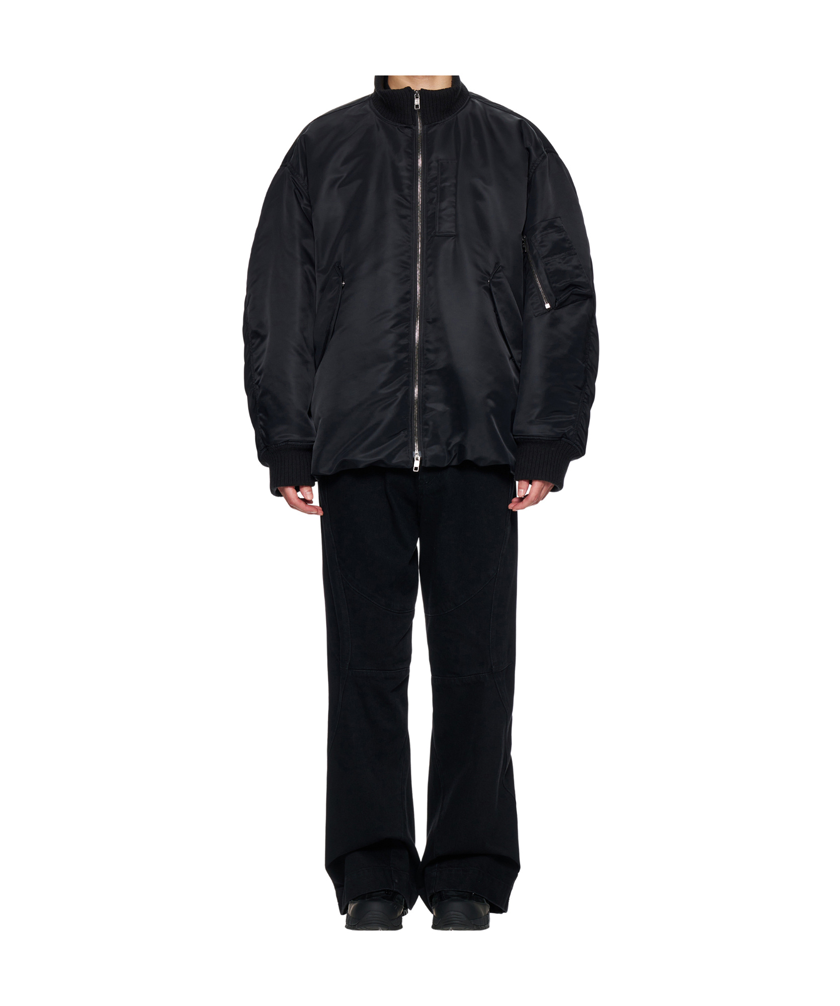 Wooyoungmi Black Over Fit Ma-1 Bomber Jacket In Black