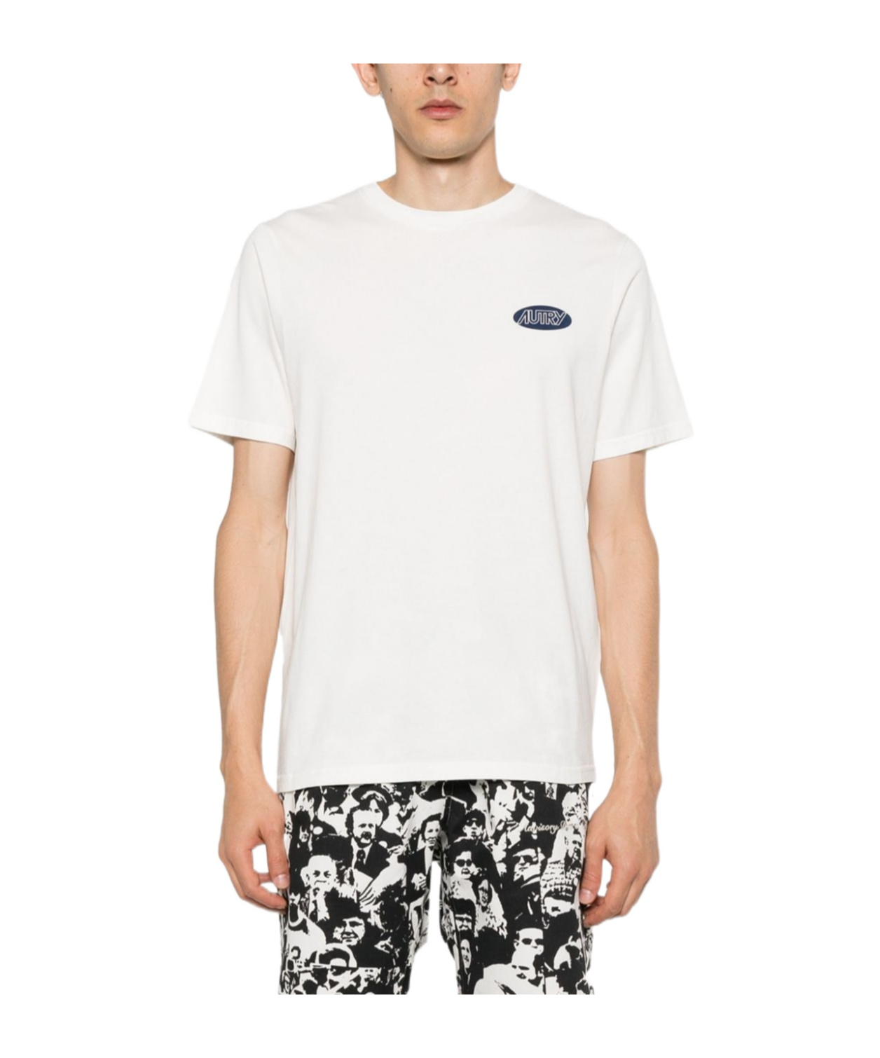 Shop Autry Logo-stamp Cotton T-shirt In White