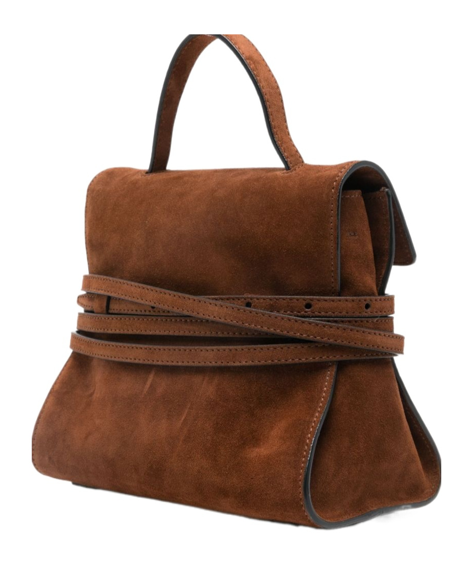 Moschino Suede Shoulder Bag Adjustable Strap In Brown