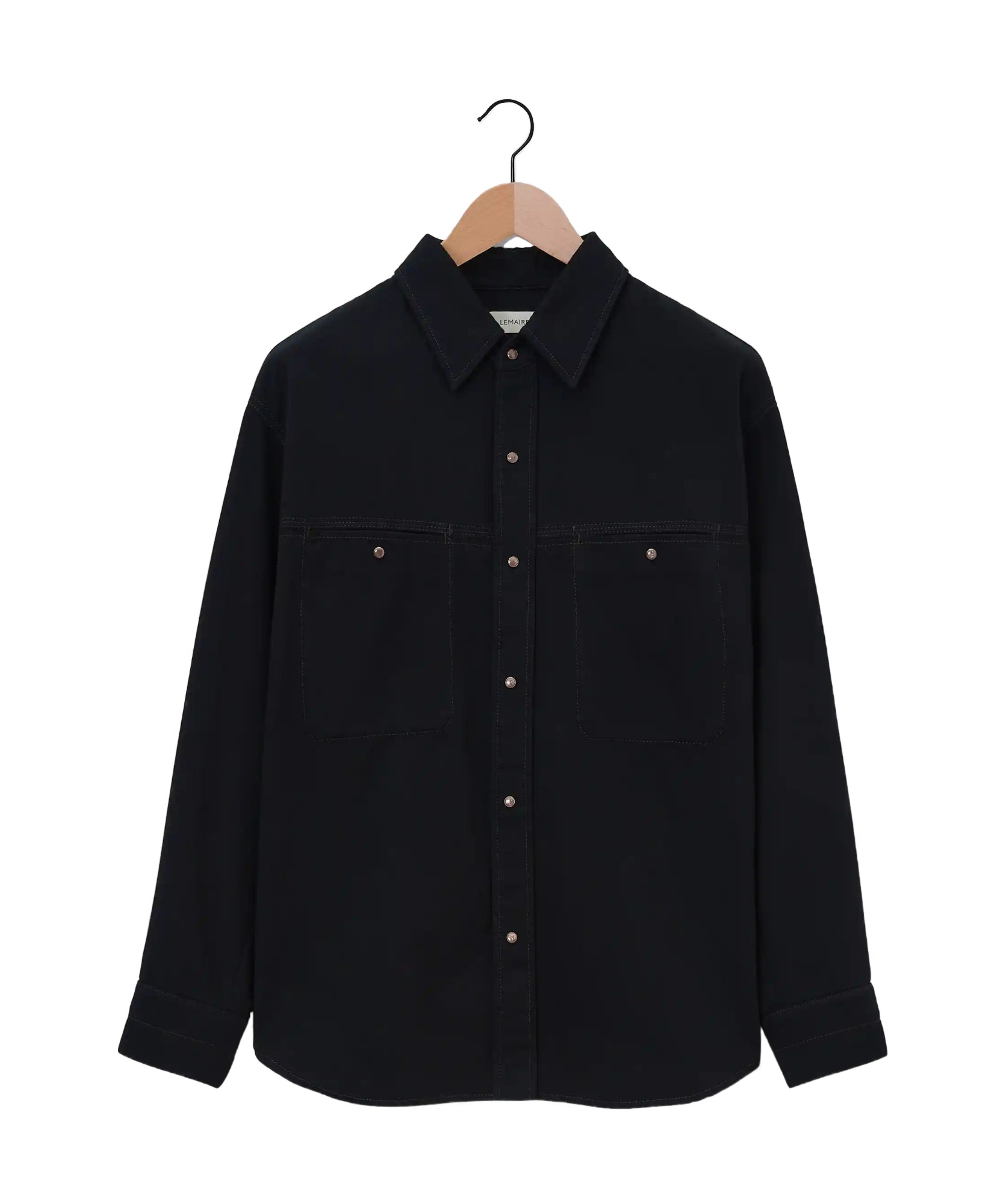 Lemaire Long-sleeved Snap Shirt In Black