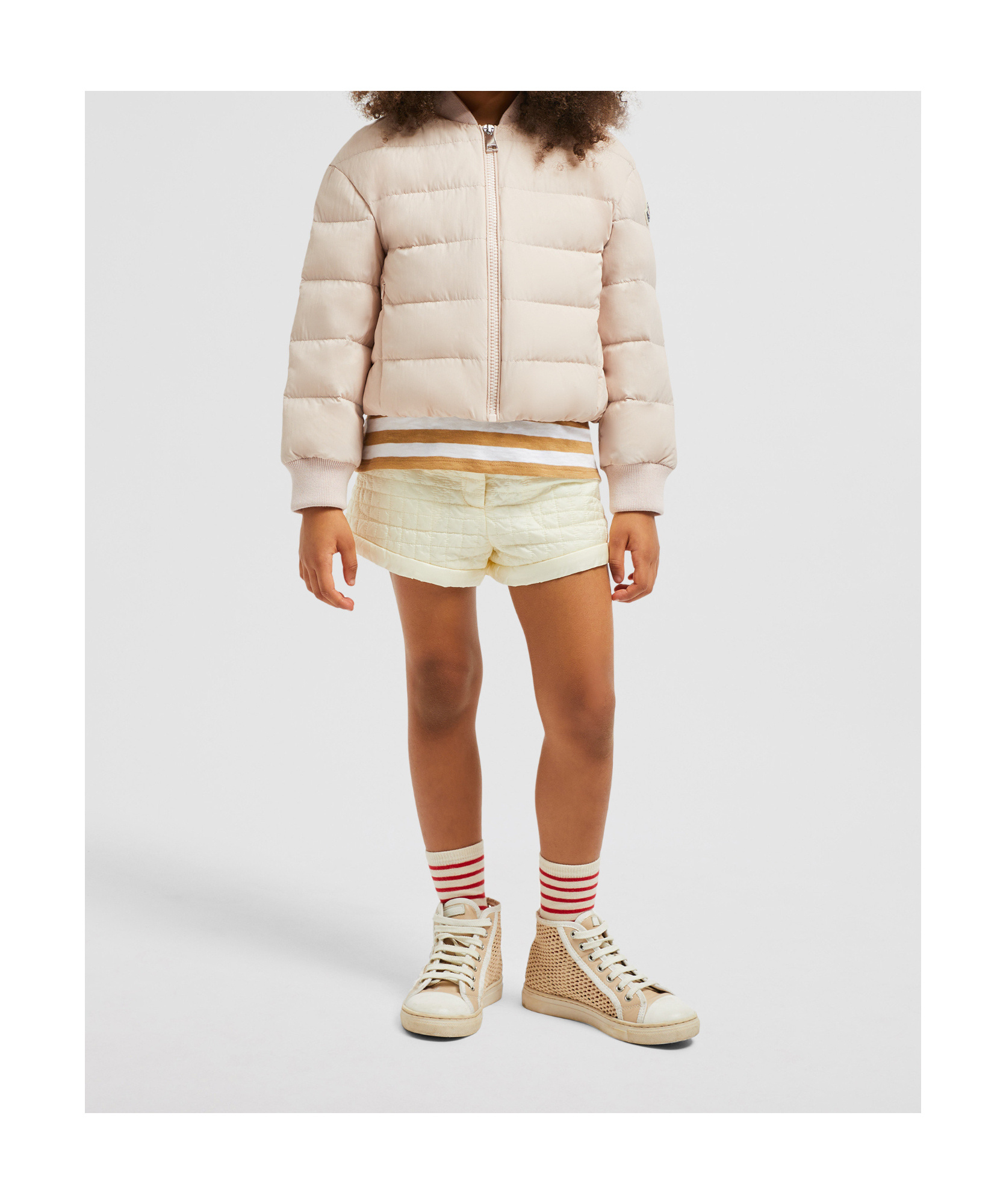 Moncler Long-sleeved Down Jacket In Nude