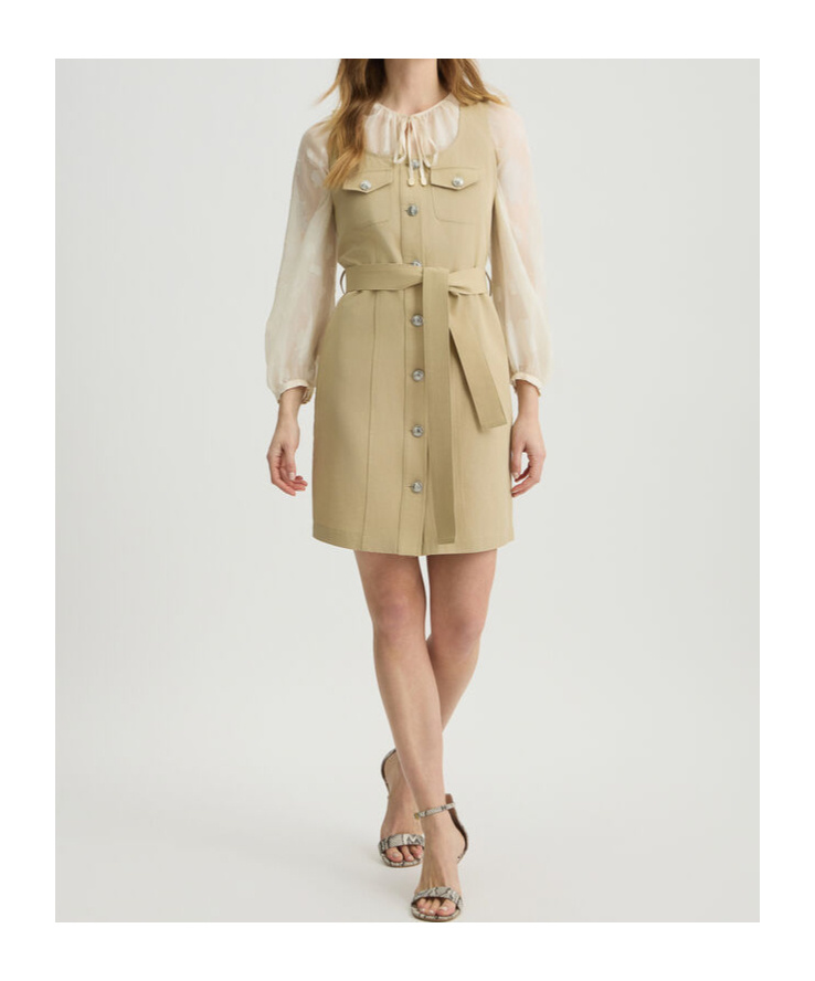 Liu •jo Cotton-blend Dress In Neutral
