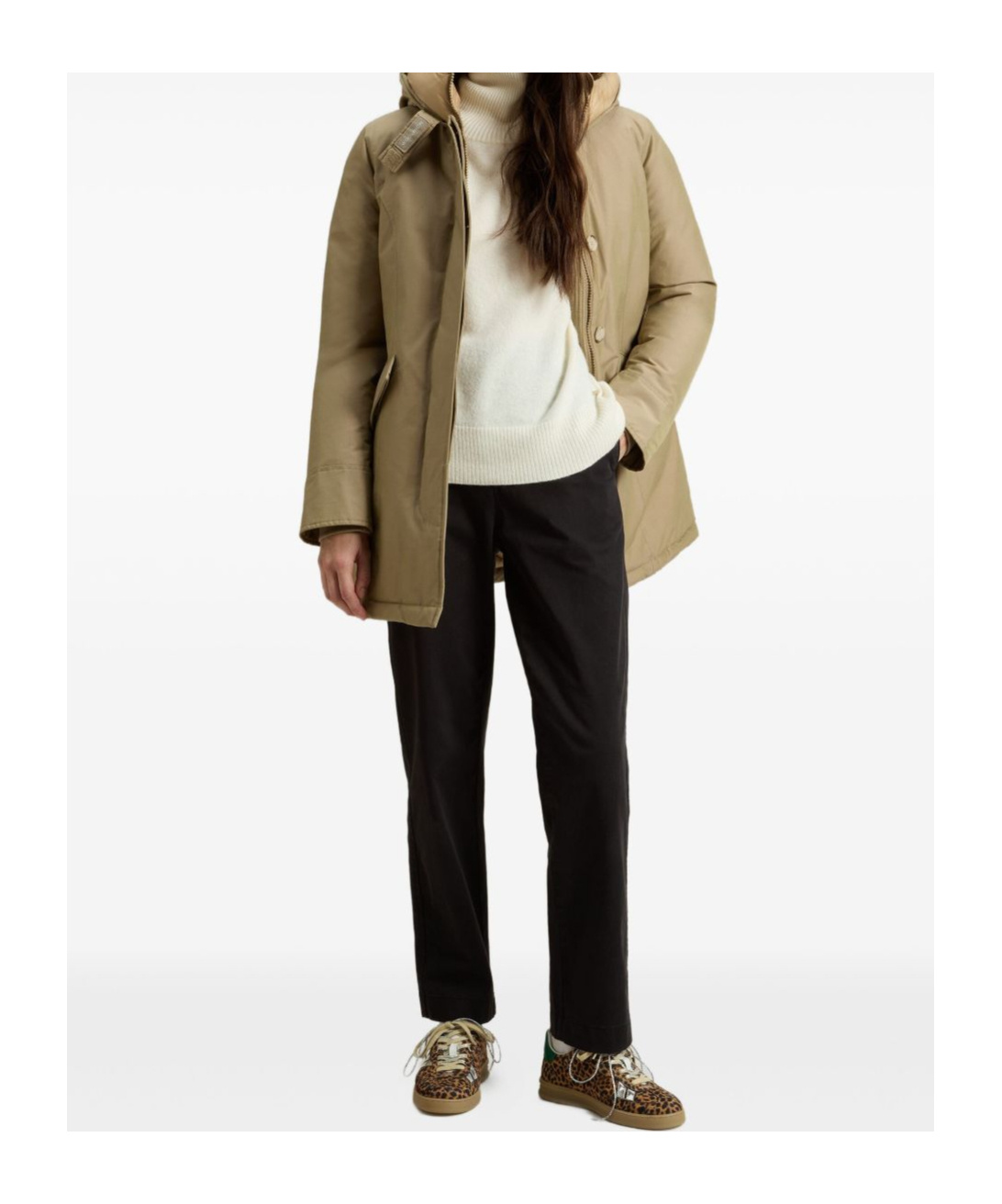 Woolrich Sand Cotton Blend Arctic Parka In Brown