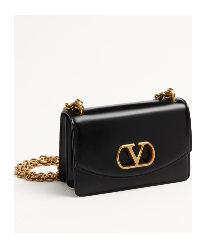 Valentino Garavani Garavani Vain Shoulder Bag In Shiny Calfskin Woman Black Uni In Black