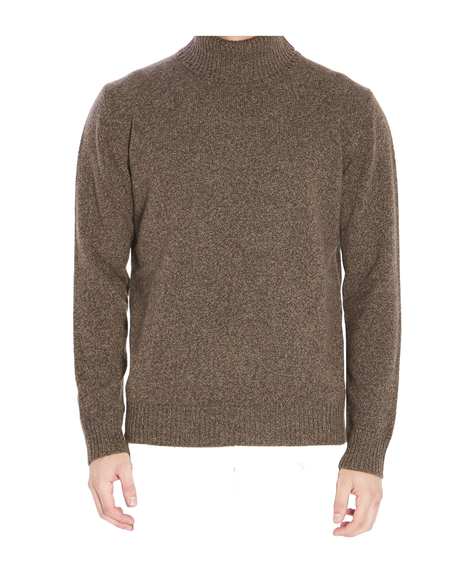 Roberto Collina Turtleneck Sweater In Merino Wool And Cashmere Blend In Brown