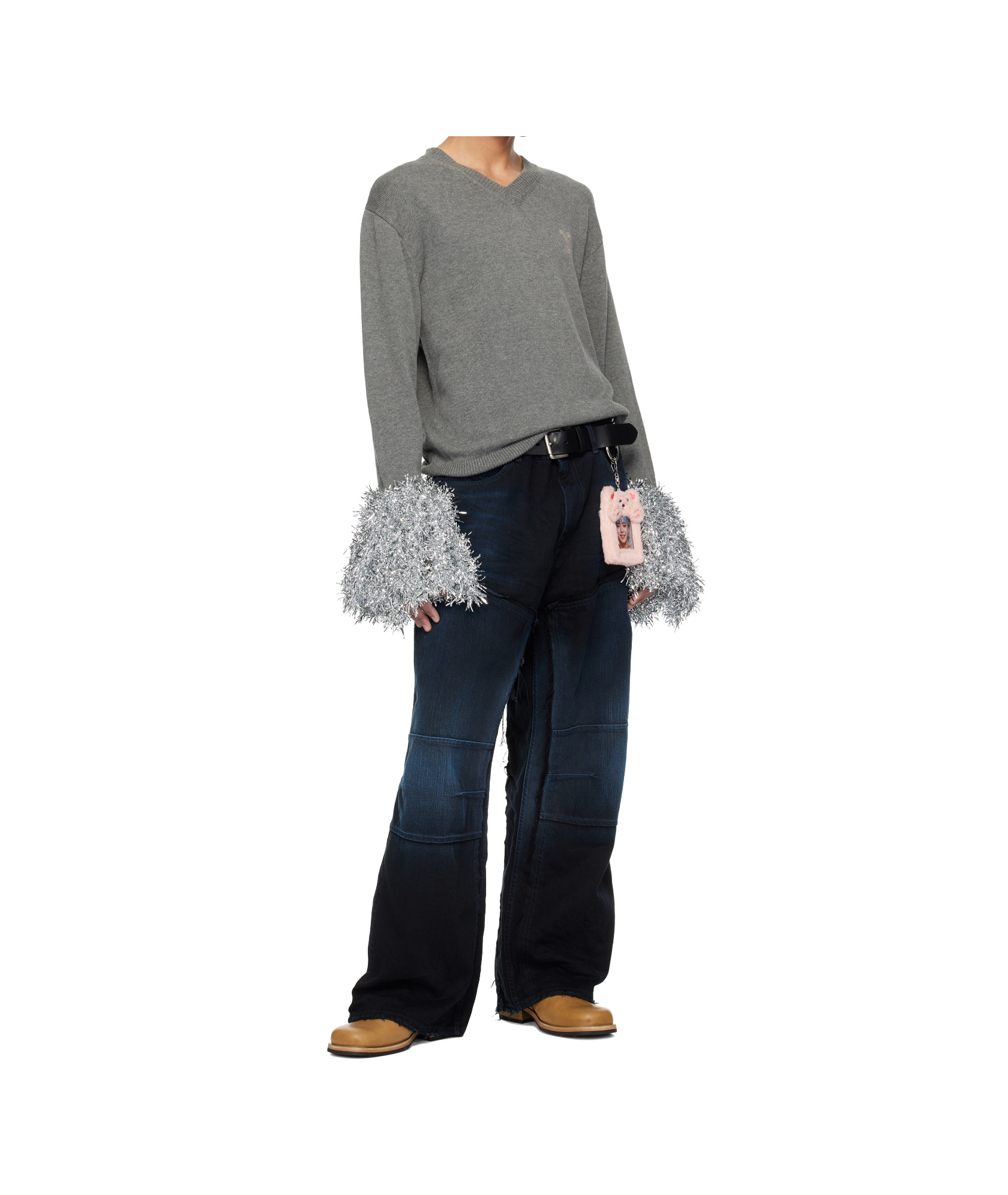 Doublet Gray Cheerleading Pompon Sweater In Gray