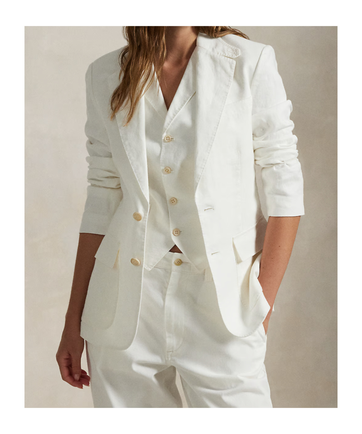 Polo Ralph Lauren Single-breasted Linen Blazer In White
