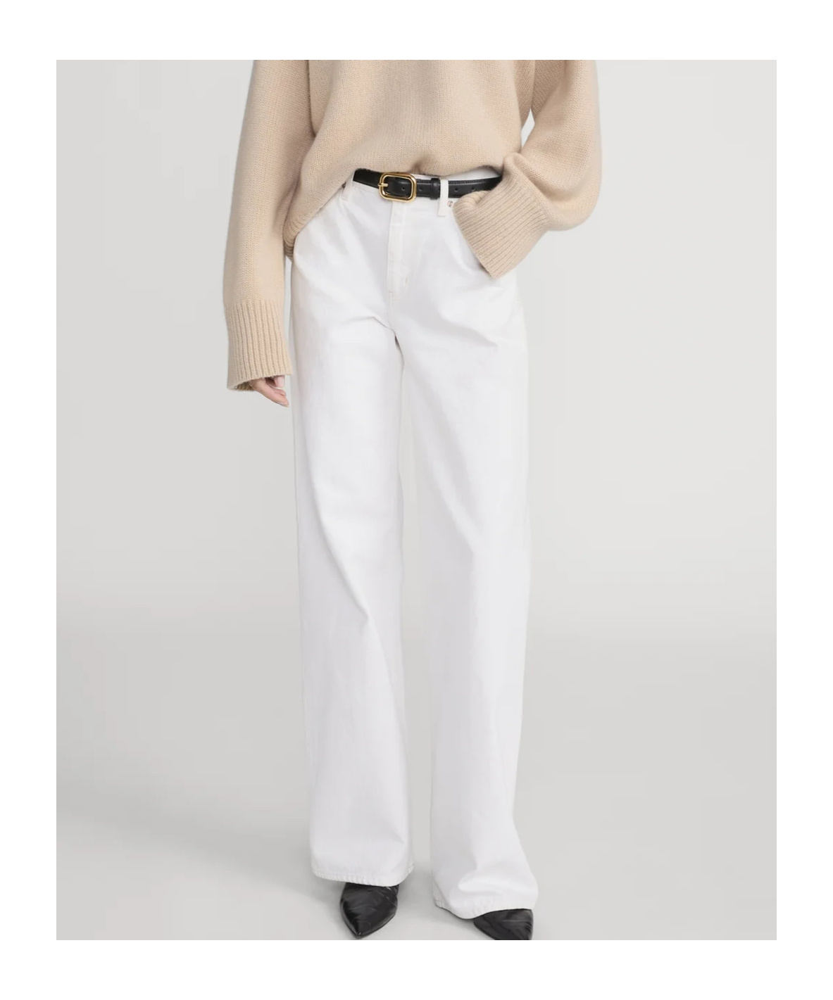 Frame Le Pixie Slim Fit Palazzo Pants In White