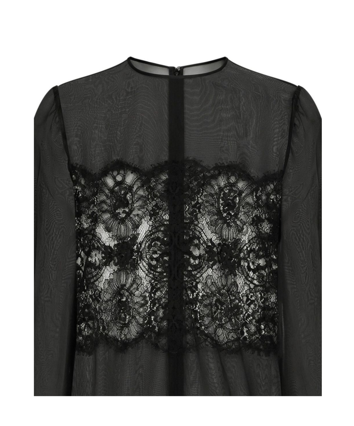 Dolce & Gabbana Women's Silk Blend Organza Cream Texture Dress In Black