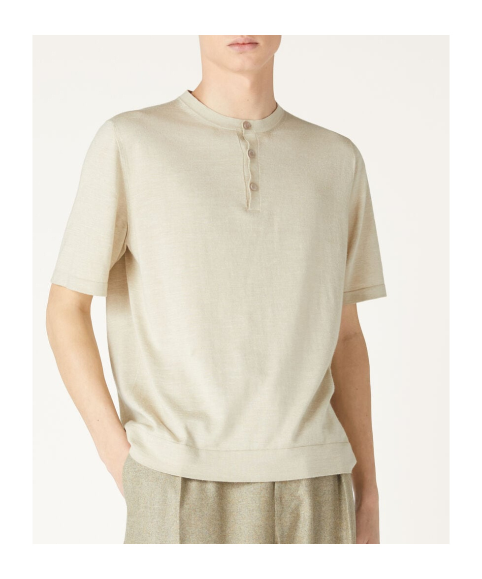 Loro Piana Round-collar Short-sleeve Sweater In Apple Tree Color