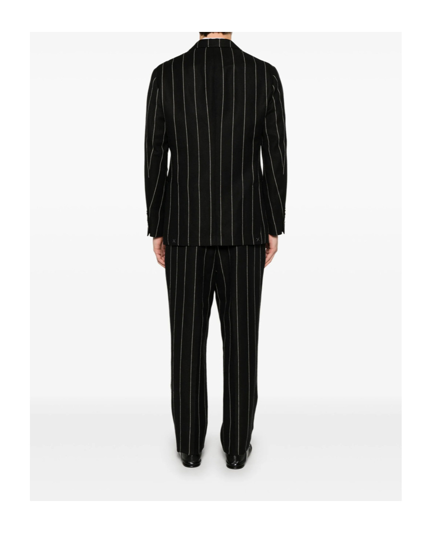 Brunello Cucinelli Long-sleeved Jacket And Striped Pants Suit In Black