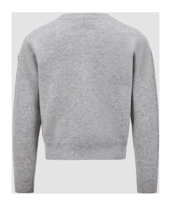 Moncler Logo-embroidered Virgin Wool Jumper In Gray