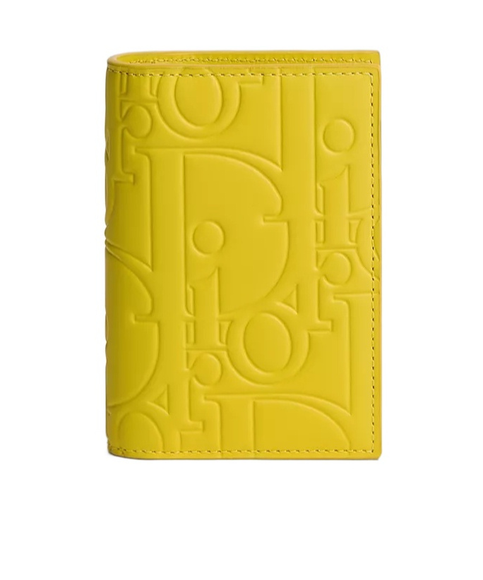 Dior Bifold Card Holder In Yellow