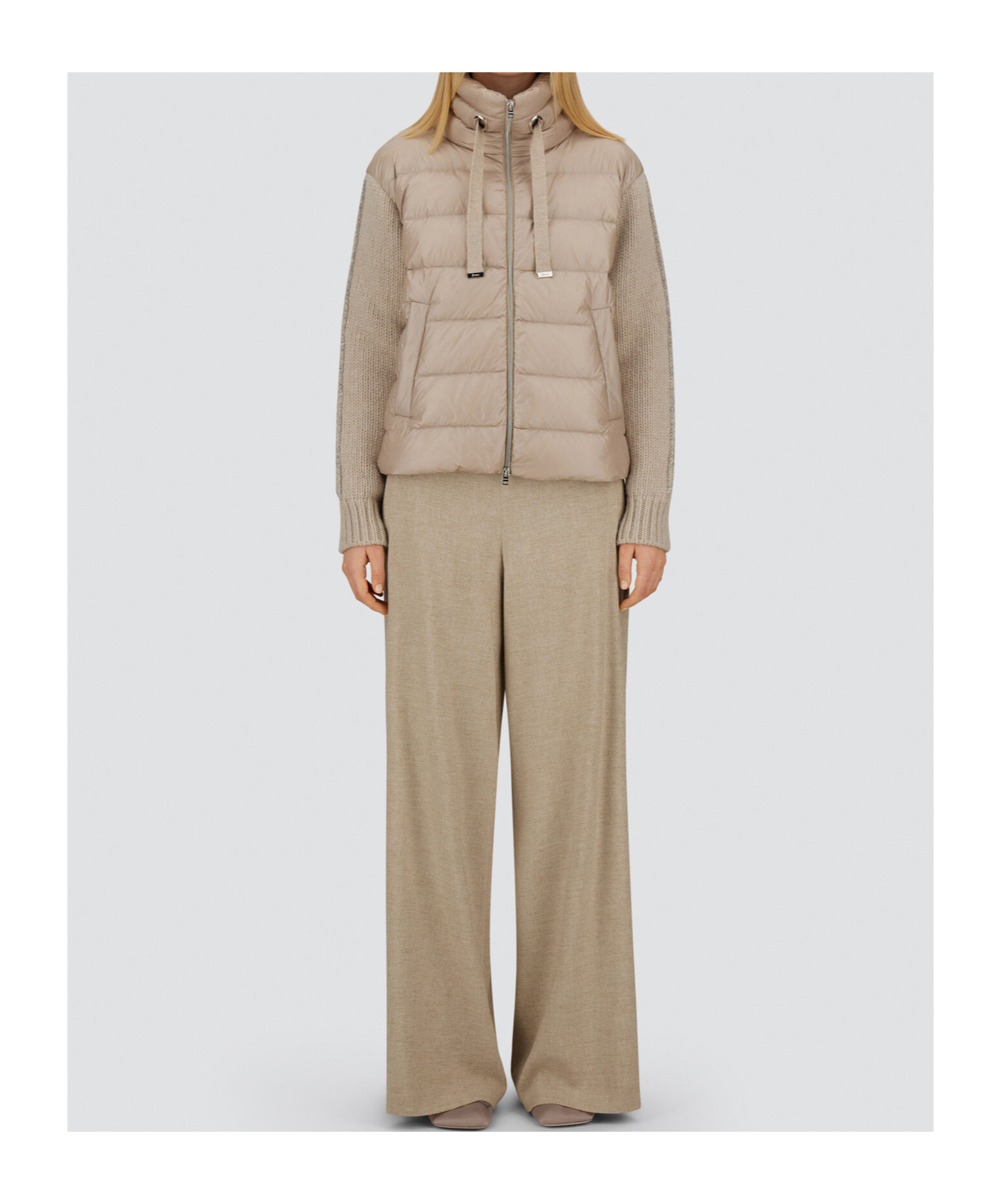 Herno Panelled Puffer Jacket In Neutral
