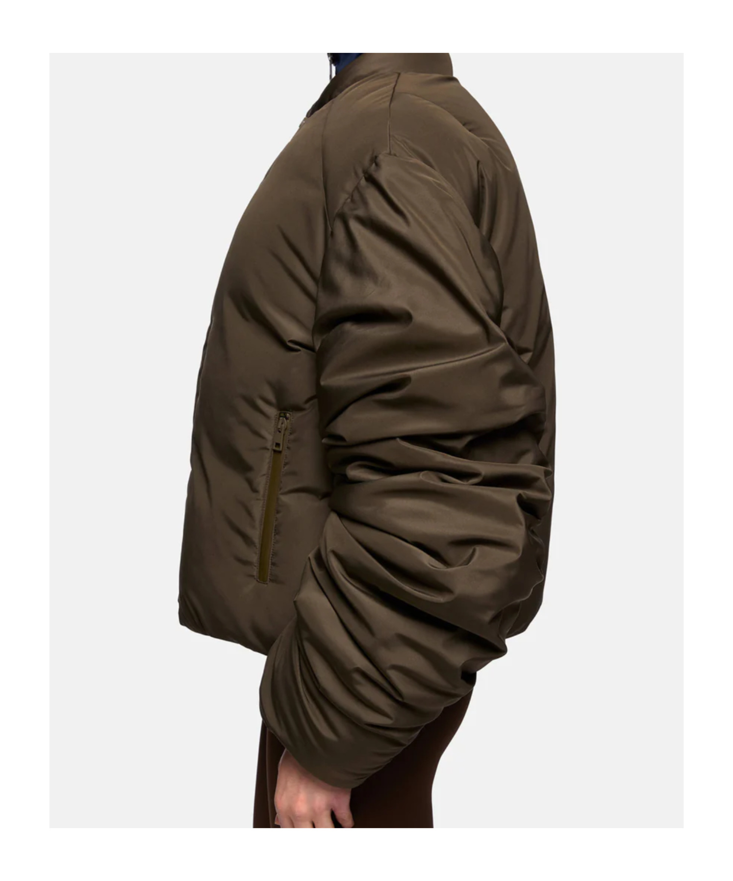 Khrisjoy Lily Bomber In Mat Nylon Olive Green In Green
