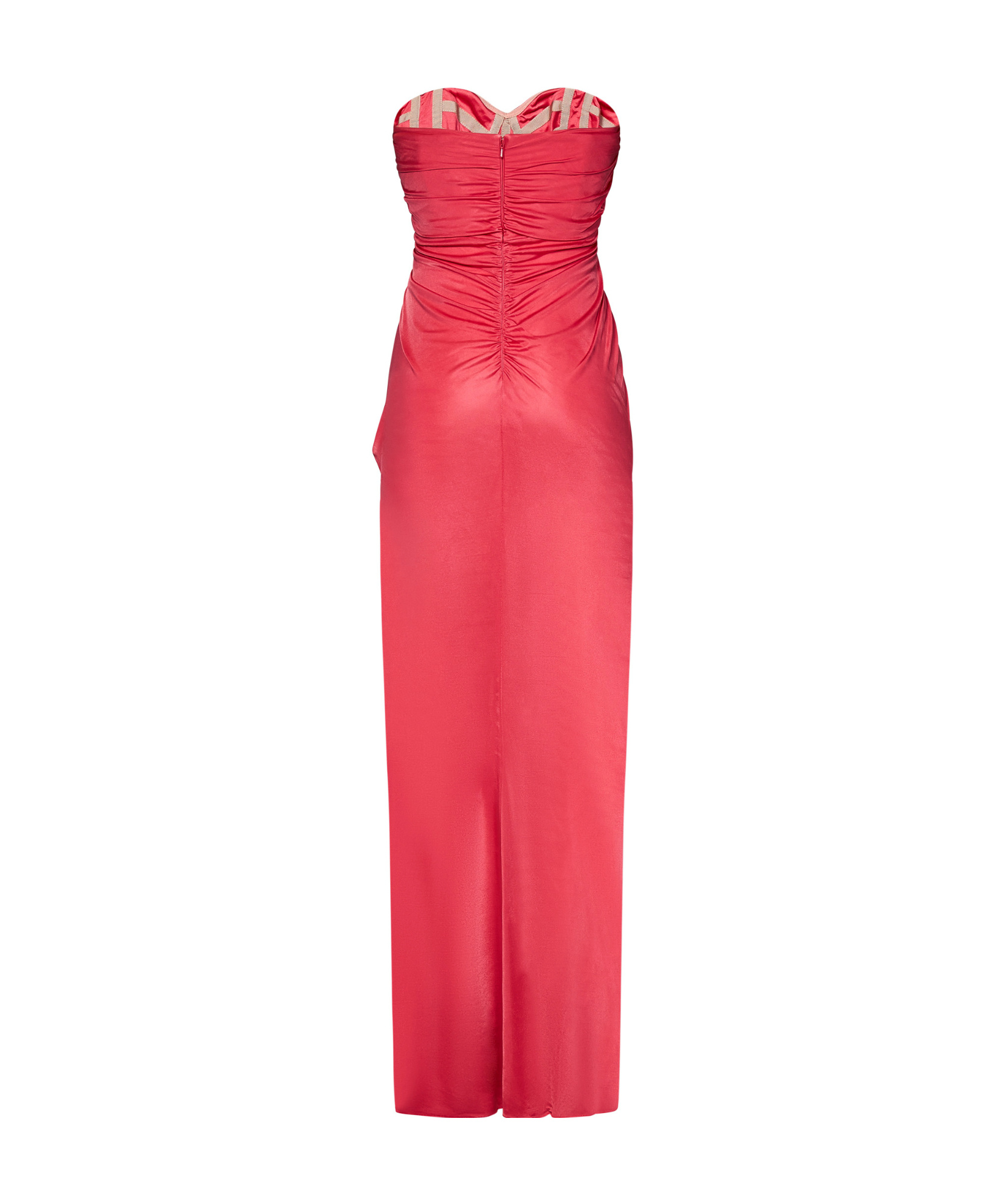Zuhair Murad Long Sugar Coral Draped Bustier Dress In Red