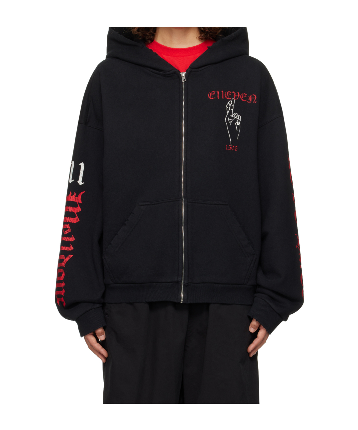 We11 Done Long-sleeved Zipper Sweatshirt In Black