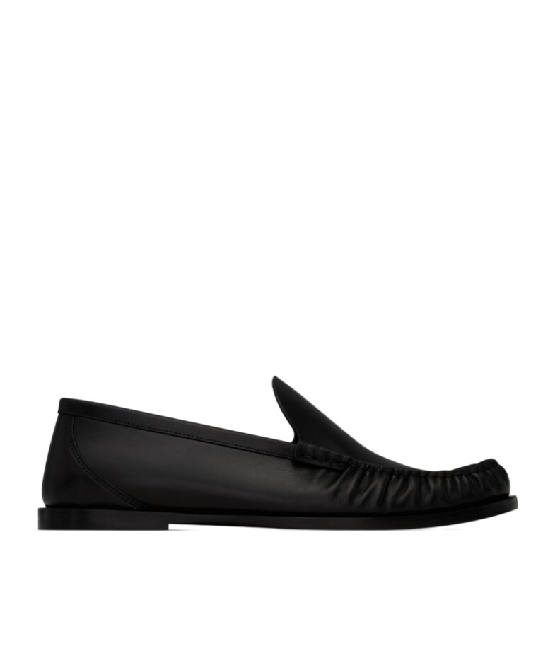 Saint Laurent Round Head Loafer Shoes In Black