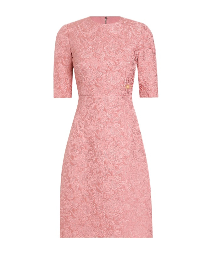 Dolce & Gabbana Floral-jacquard Midi Dress In Pink
