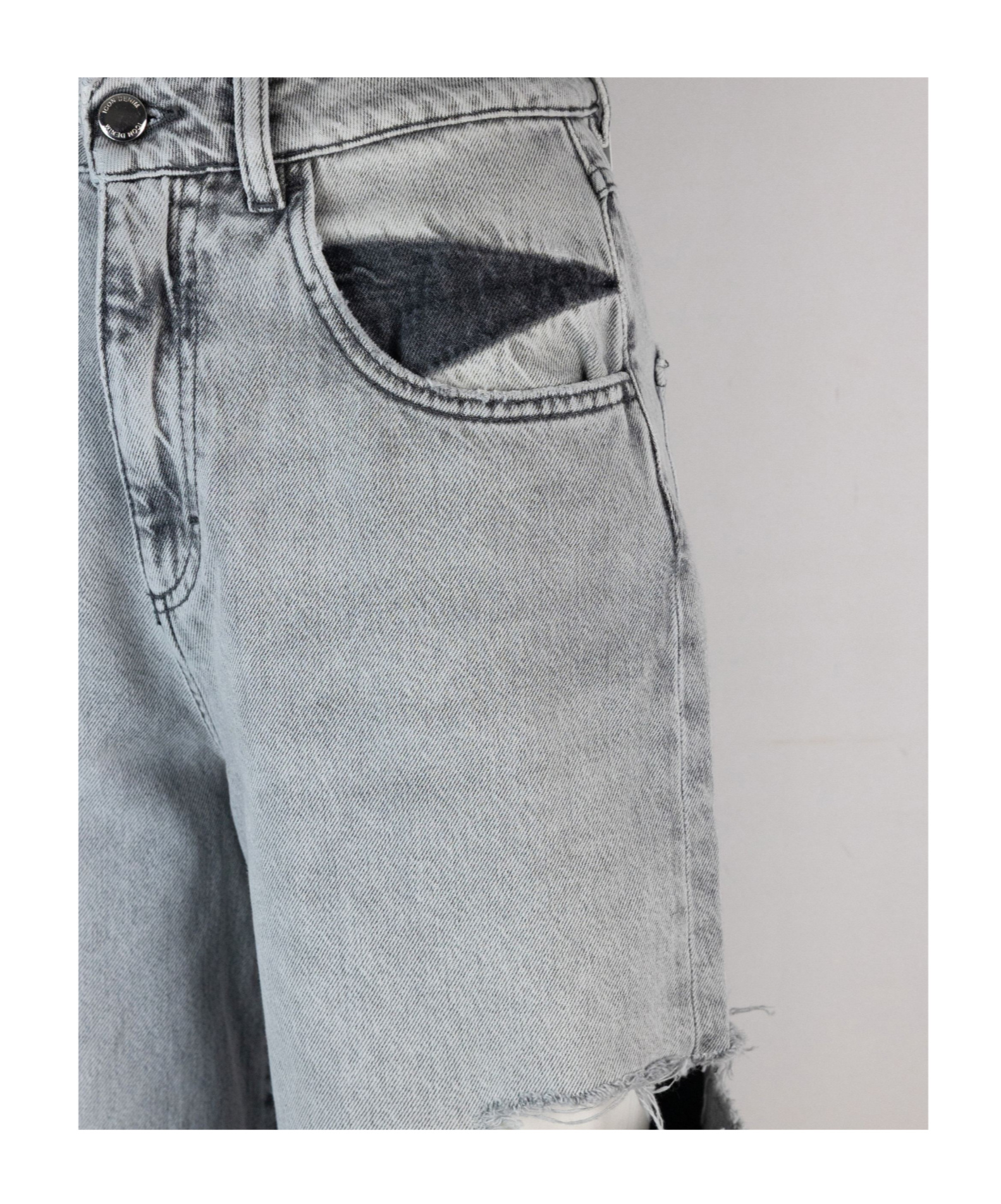 Icon Denim Grey High Waisted Jeans With Ripped Details