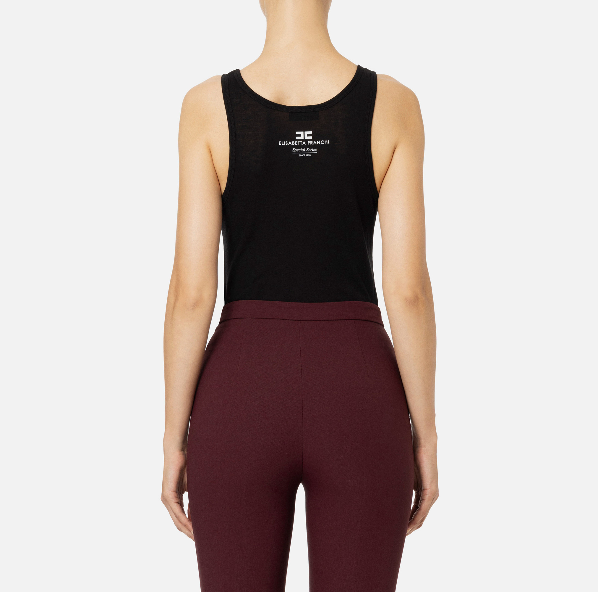 Elisabetta Franchi Logo-print Top In Black