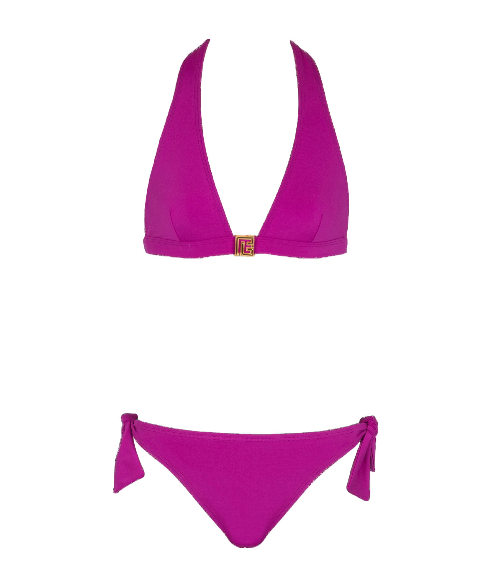 Balmain Two-piece Pb Logo Swimsuit In Purple