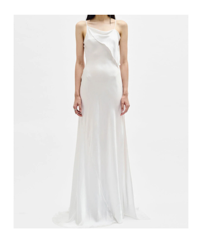 Ann Demeulemeester Aaricia Long Bias Slip Dress In White