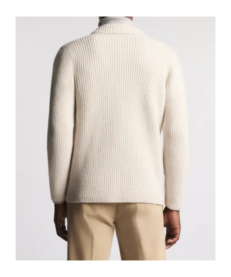 Fay Ribbed Knit Jacket In Neutral